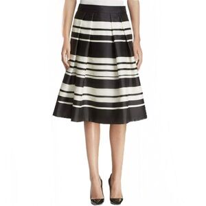 Kate Spade New York Cape Stripe Organza Pleated Skirt Black Ivory Size 2